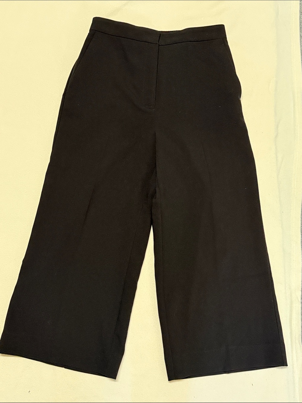 Zara Cropped Classic Wide-Leg Black Pants